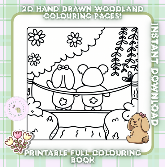 Forest Friends - Cute Bold & Easy Colouring Book (Printable PDF Digital Download)⁠