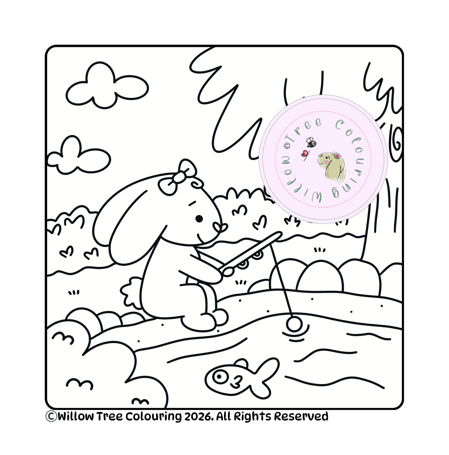 Clean uncoloured forest animal design inside the digital Forest Friends PDF colouring book.