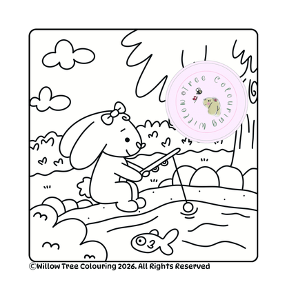 Clean uncoloured forest animal design inside the digital Forest Friends PDF colouring book.