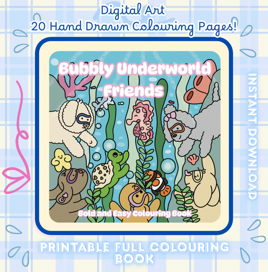 Bubbly Underworld Friends - Bold & Easy Ocean Colouring Book (Printable PDF Download)⁠