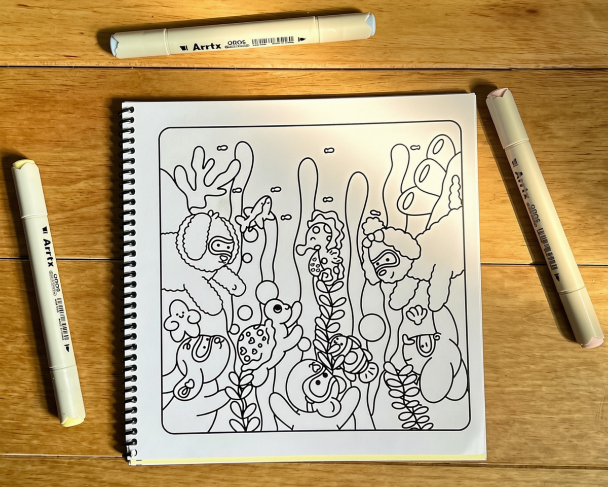 Bubbly Underworld Friends Bold and  Easy Colouring Book Physical Spiral Bound Book