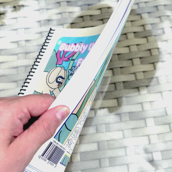 Bubbly Underworld Friends Spiral Bound Colouring Book | Cute & Easy Designs displayed with colorful pages.