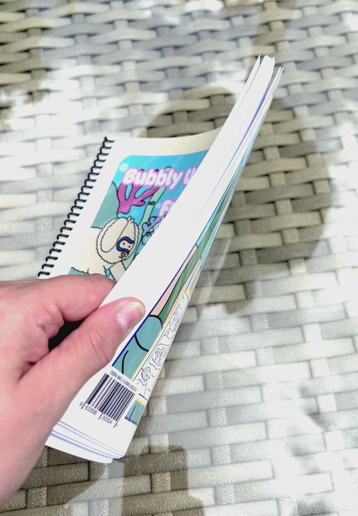 Bubbly Underworld Friends Spiral Bound Colouring Book | Cute & Easy Designs displayed with colorful pages.